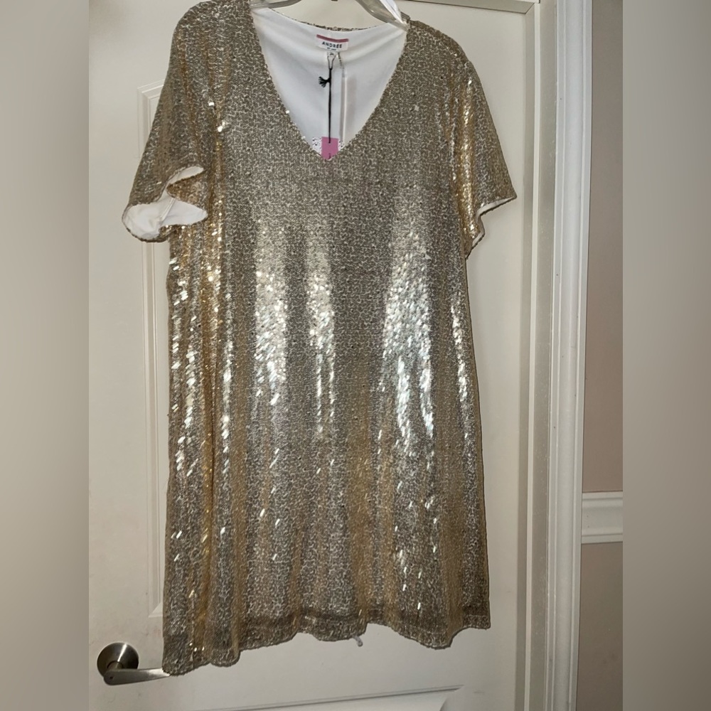 Andree by Unit Gold Sequin Dress Size 2X